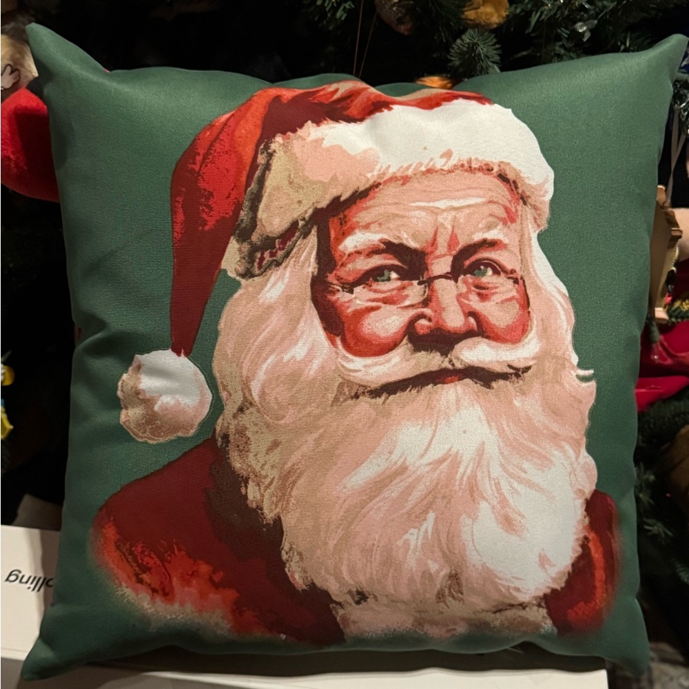 Mainstays Santa Claus Holiday Pillow 16X16 Reversible
